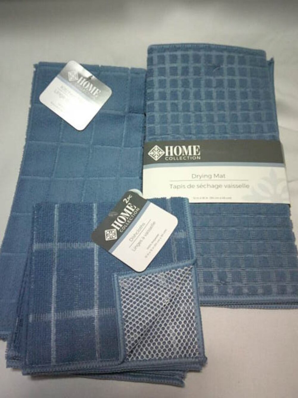 NEW LOT HOME COLLECTION DISHCLOTHS, KITCHEN TOWEL, & MATCHING DRYING MAT BLUE 🔥